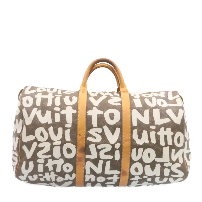 Louis Vuitton bags with a chain - link trim and a leather body for a modern edgeLOUIS VUITTON Monogram Graffiti Keepall 50 Boston Bag - AWL1430