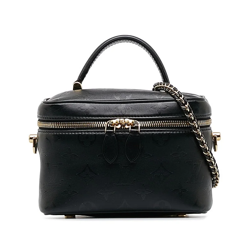 Louis Vuitton bags with a chain - link trim and a leather body for a modern edgeLouis Vuitton Monogram Ink Vanity PM Vanity Bag Shoulder Bag 2WAY M57118 Noir Black Leather  Louis Vuitton