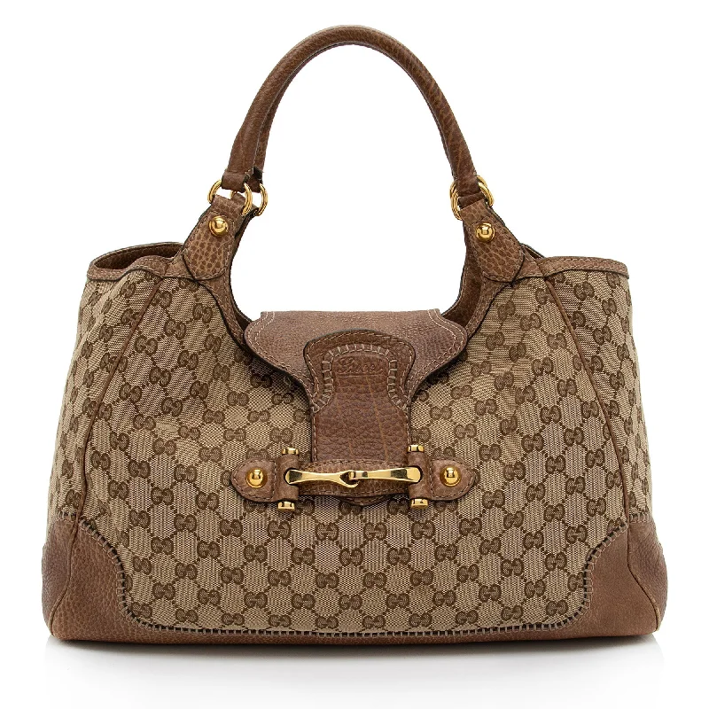 Small - sized Women Gucci shoulder bags for evening outingsGucci GG Canvas New Pelham Large Tote (SHF-SSf5gP)