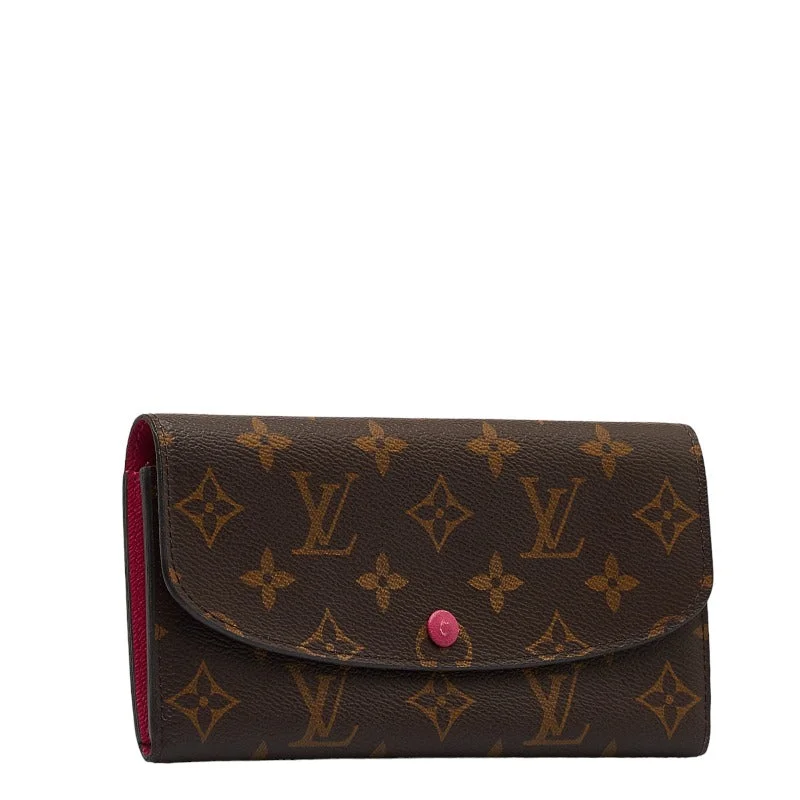 Louis Vuitton bags with a chain - link trim and a leather body for a modern edgeLouis Vuitton Monogram Portefeuille Emily Long Wallet