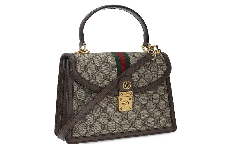 Women Gucci bags with a detachable mirror inside(WMNS) GUCCI Canvas Ophidia Series GG Single-Shoulder Bag Small Creamy/Brown 651055-96IWX-8745