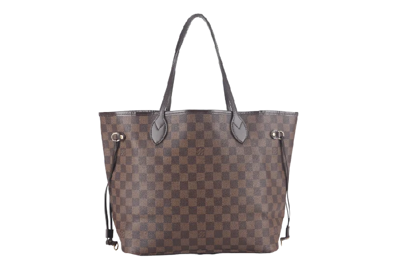 Louis Vuitton bags with a chain - link trim and a leather body for a modern edgeLOUIS VUITTON NEVERFULL MM DAMIER EBENE CANVAS GOLD HARDWARE SP0122 NO DUST COVER