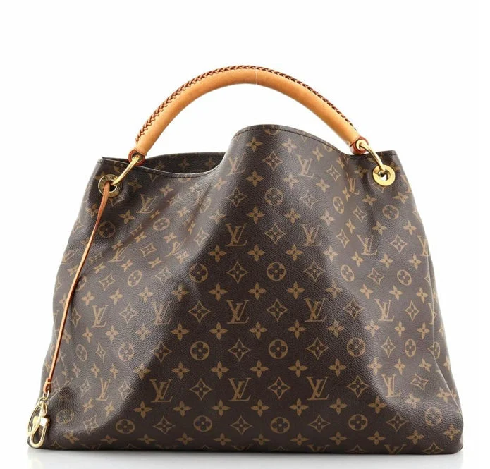 Louis Vuitton bags with a chain - link trim and a leather body for a modern edgeLOUIS VUITTON MONOGRAM ARTSY GM BAG