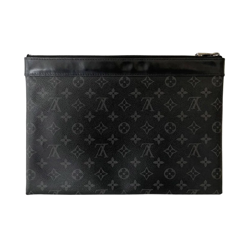 Louis Vuitton bags with a chain - link trim and a leather body for a modern edgeLouis Vuitton Monogram Eclipse Discovery Pochette