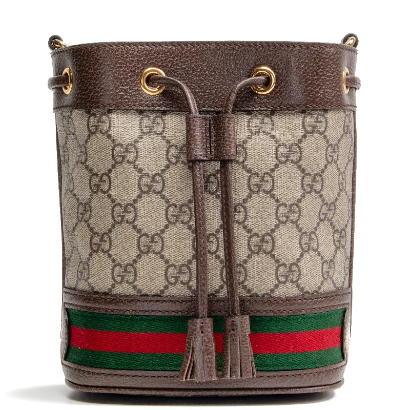 Gucci Marmont bags for women with a snakeskin - effect panelGUCCI - GG Supreme Mini Ophidia Bucket Bag