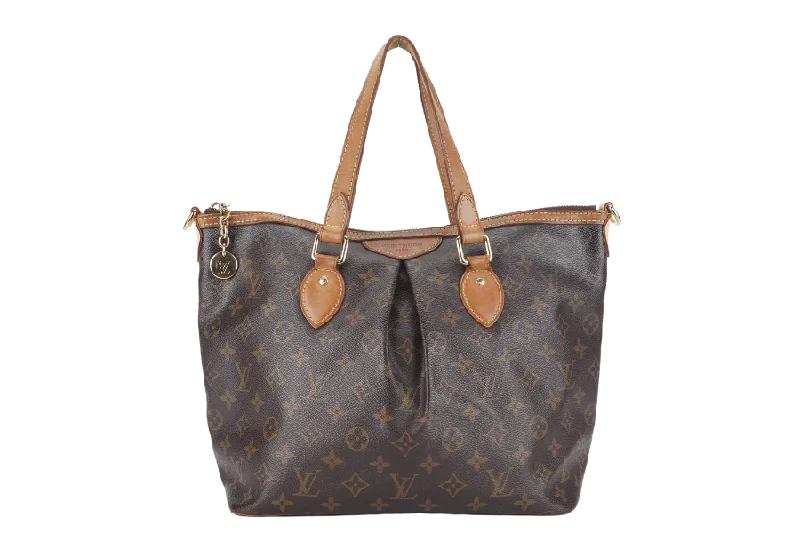 Louis Vuitton bags with a chain - link trim and a leather body for a modern edgeLOUIS VUITTON PALERMO PM (M40145) MONOGRAM COATED CANVAS WITH DUST COVER