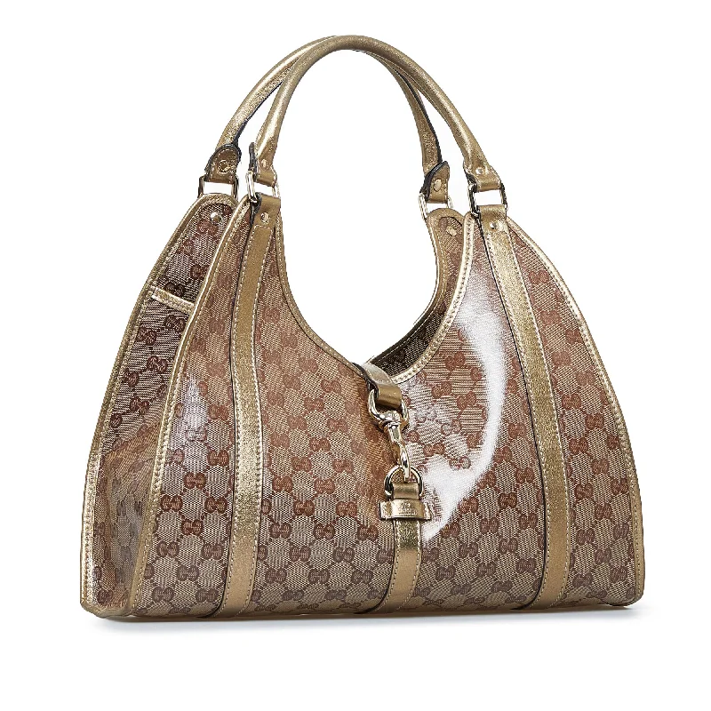 Women Gucci Sylvie bags with a monogram - embossed leatherGucci GG Crystal Jackie Shoulder Bag (SHG-GAiqrC)