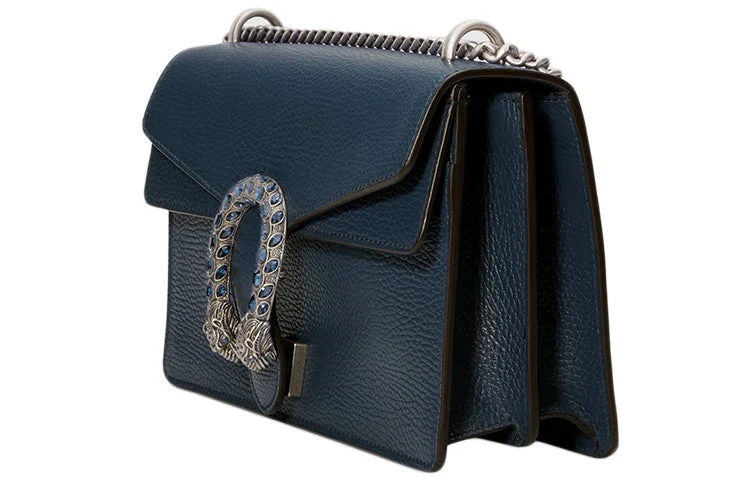 Ladies Gucci Dionysus bags with a star - shaped charm(WMNS) GUCCI Dinoysus Tiger Head Leather Chain Shoulder Messenger Bag Small Navy Blue Classic 400249-CAOGN-8205