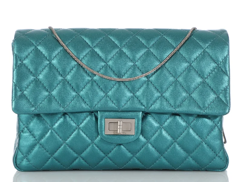 Chanel Quilted Leather Shoulder Bag for FashionistasChanel Metallic Turquoise Quilted Calfskin Reissue Clutch