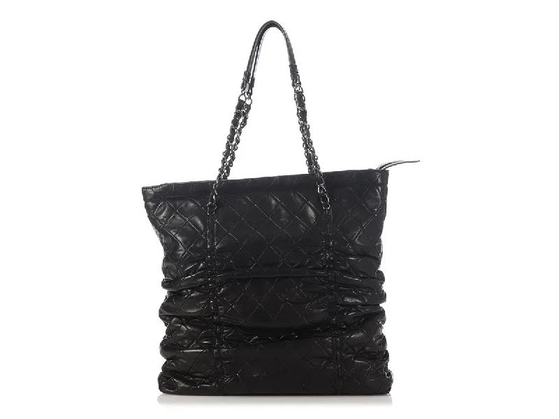 Chanel Designer Handbag with Unique DesignChanel Black Quilted Lambskin Sharpei Shopping Tote