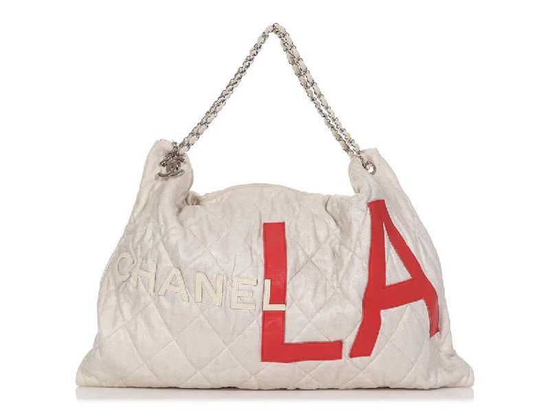 Chanel Vintage Inspired Handbag for Retro LoversChanel Large Beige Quilted Fabric LA Tote