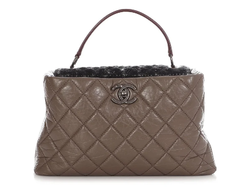 Chanel Classic Flap Bag for Evening PartyChanel Tweed and Quilted Portobello Glazed Calfskin Top Handle Bag