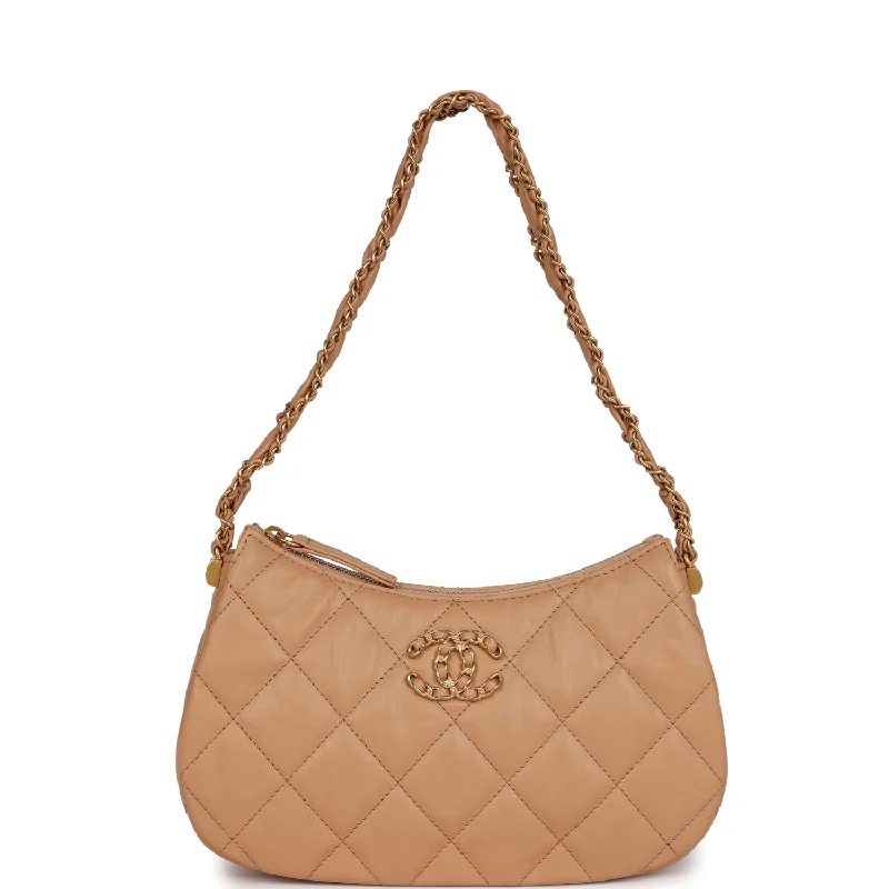 Chanel Limited Edition Handbag for CollectorsChanel 19 Hobo Bag Beige Aged Calfskin Brushed Gold Hardware