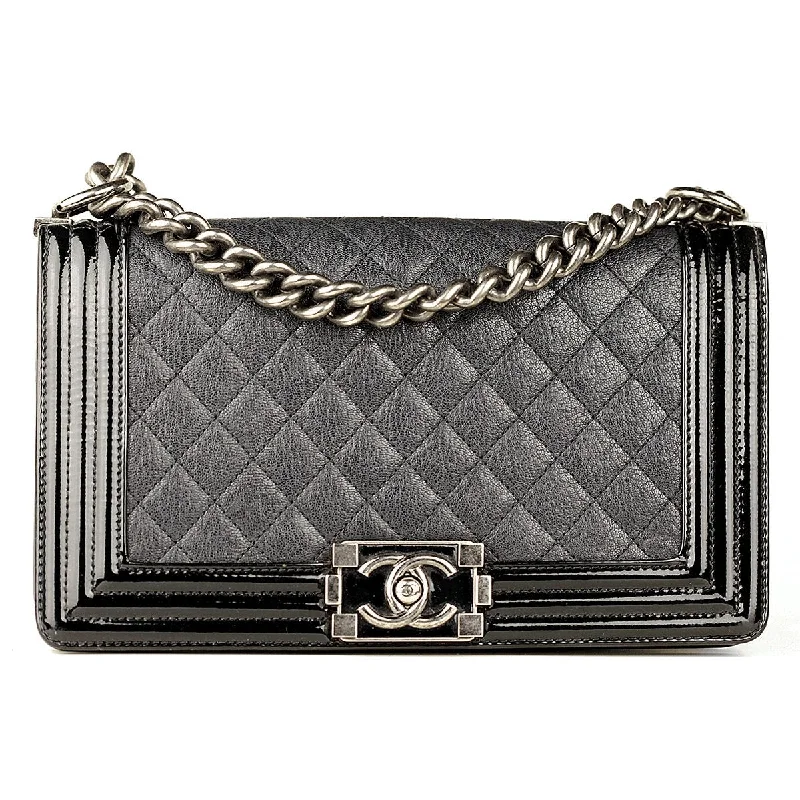 Chanel Medium Tote Bag for Office LadiesChanel Boy Bag Medium Duo Quilted Goatskin and Patent Leather with Ruthenium Hardware