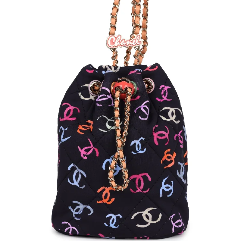 Chanel Black Handbag for Business MeetingsChanel Medium CC Drawstring Backpack Multicolored Printed Fabric Light Gold Hardware