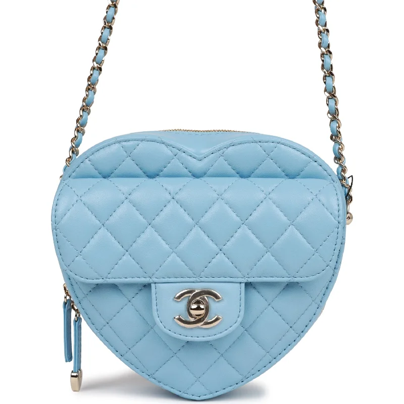 Chanel Quilted Leather Shoulder Bag for FashionistasChanel CC In Love Large Heart Bag Blue Lambskin Light Gold Hardware