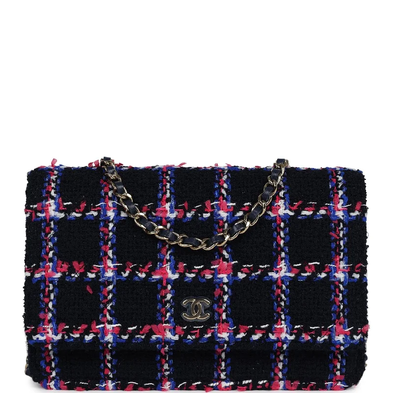 Chanel Lightweight Handbag for Daily ErrandsChanel Wallet On Chain WOC Navy Multicolored Tweed Gold Hardware