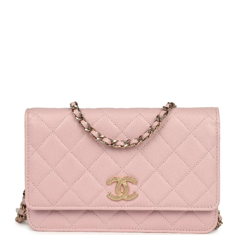 Chanel Designer Handbag with Unique DesignChanel Wallet on Chain WOC Pink Caviar Gold Hardware