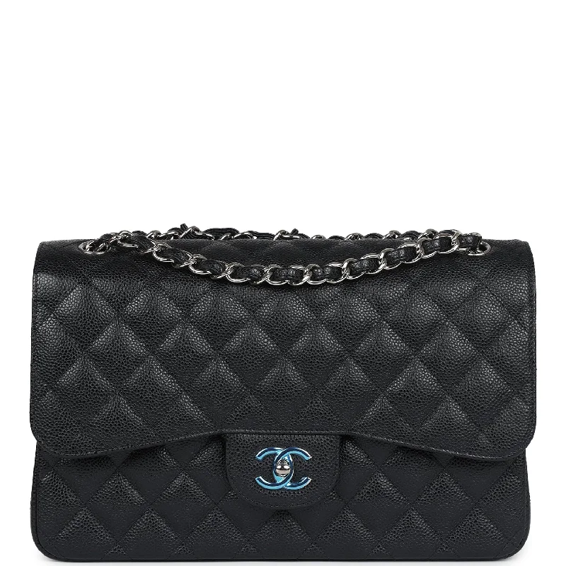 Chanel Limited Edition Handbag for CollectorsChanel Jumbo Classic Double Flap Bag Black Caviar Silver Hardware