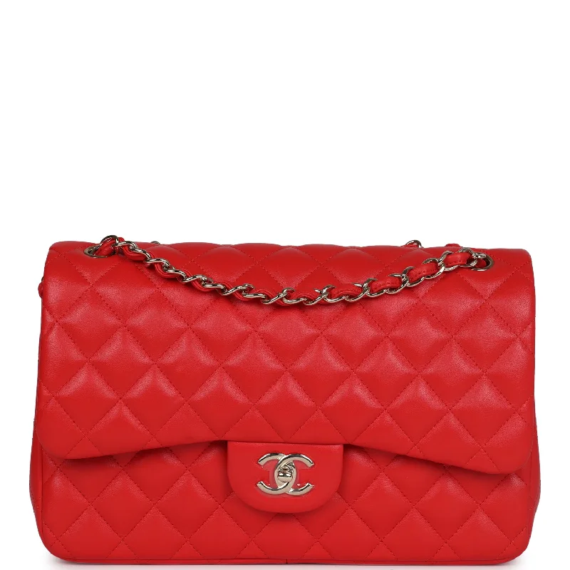 Chanel Vintage Inspired Handbag for Retro LoversChanel Jumbo Classic Double Flap Bag Red Lambskin Light Gold Hardware