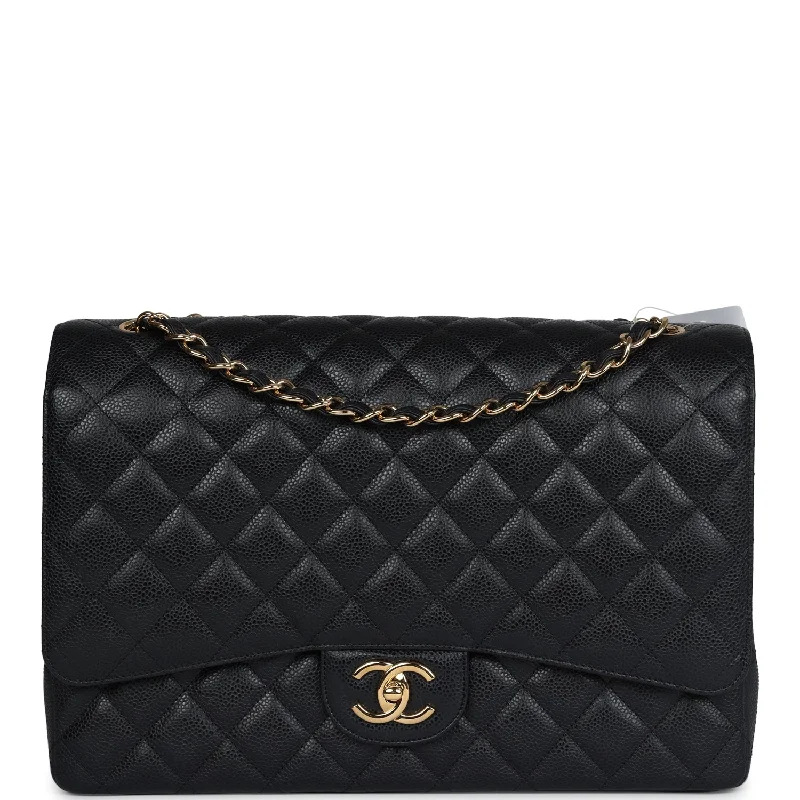 Chanel Small Crossbody Bag for TravelChanel Maxi Classic Double Flap Bag Black Caviar Gold Hardware