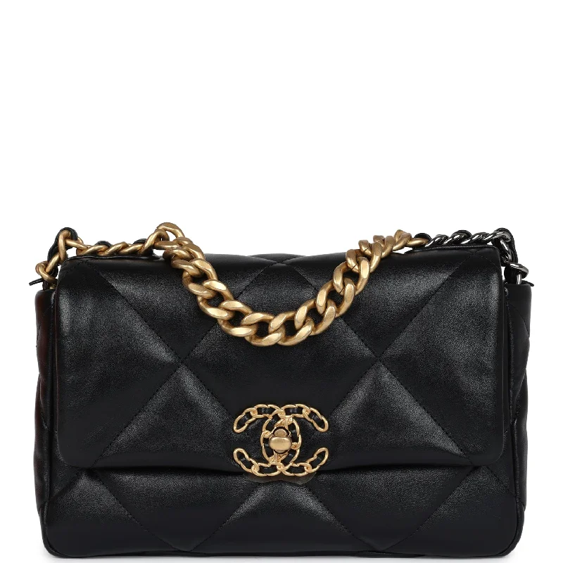 Chanel New Arrival Handbag with Gold HardwareChanel Medium 19 Flap Bag Black Lambskin Mixed Metal Hardware