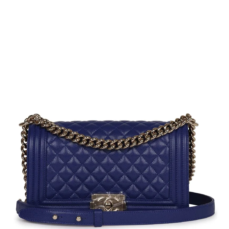 Chanel Classic Flap Bag for Evening PartyChanel Medium Boy Bag Blue Caviar Light Gold Hardware