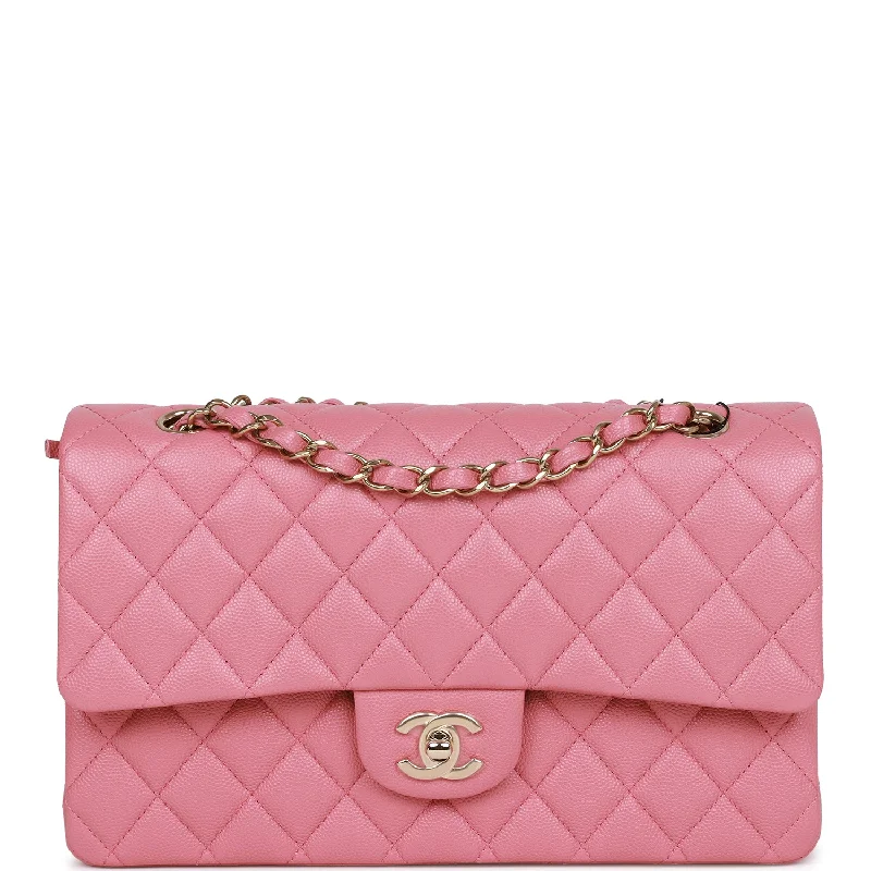 Chanel Quilted Leather Shoulder Bag for FashionistasChanel Medium Classic Double Flap Bag Dark Pink Caviar Light Gold Hardware