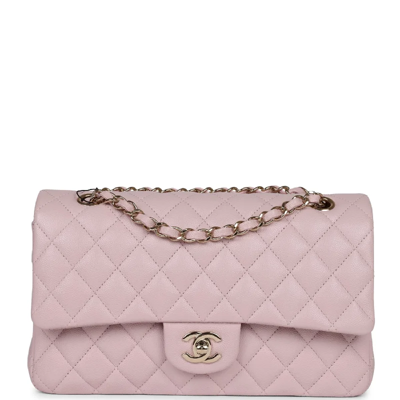 Chanel Classic Flap Bag for Evening PartyChanel Medium Classic Double Flap Light Pink Caviar Light Gold Hardware