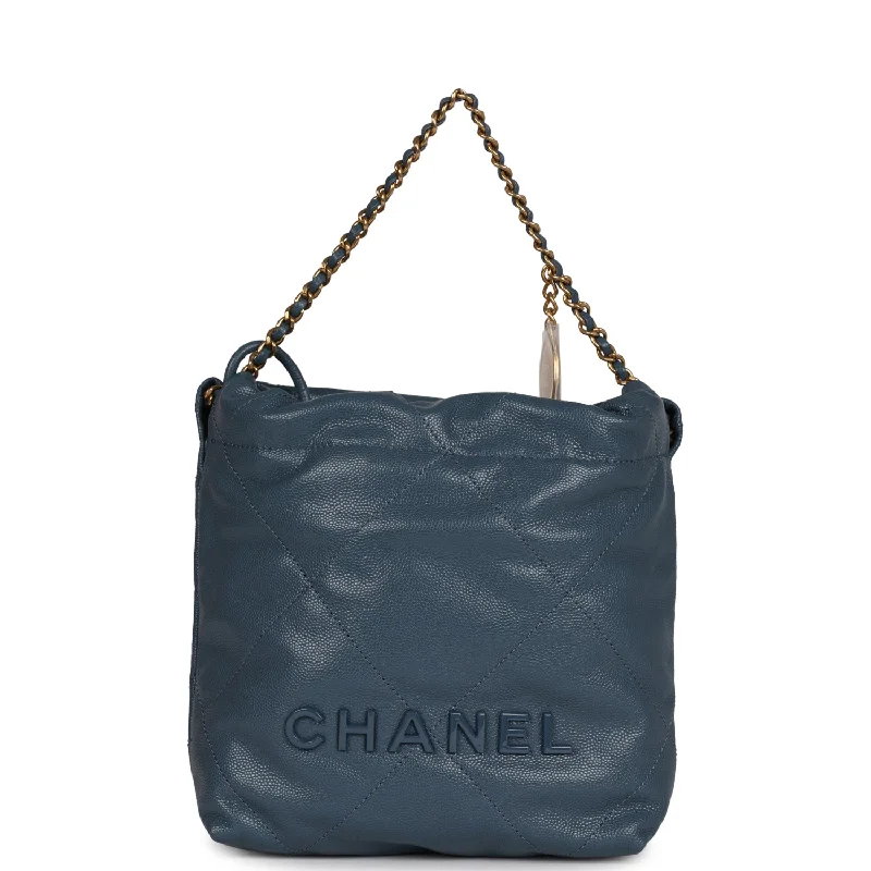 Chanel Limited Edition Handbag for CollectorsChanel Mini 22 Bag Blue Pebbled Calfskin Gold Hardware