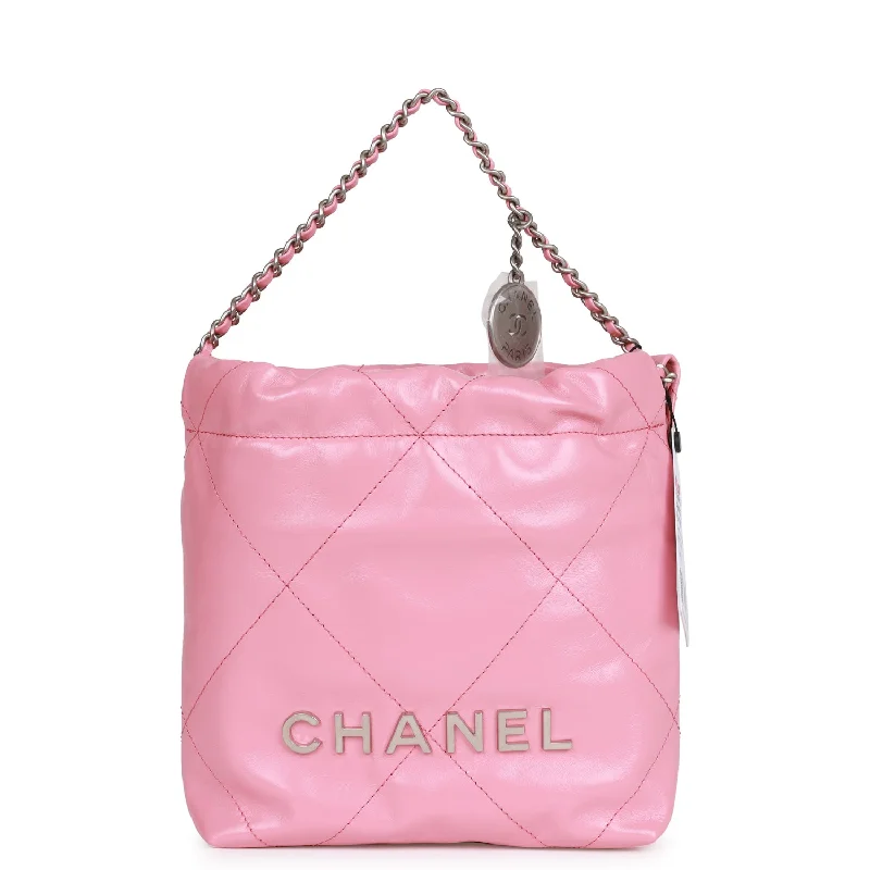 Chanel New Arrival Handbag with Gold HardwareChanel Mini 22 Bag Pink Calfskin Silver Hardware