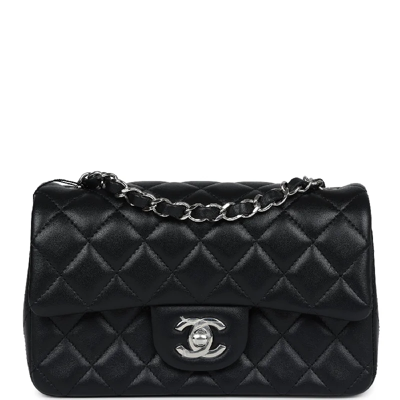 Chanel Lightweight Handbag for Daily ErrandsChanel Mini Classic Flap Rectangle Black Lambskin Silver Hardware