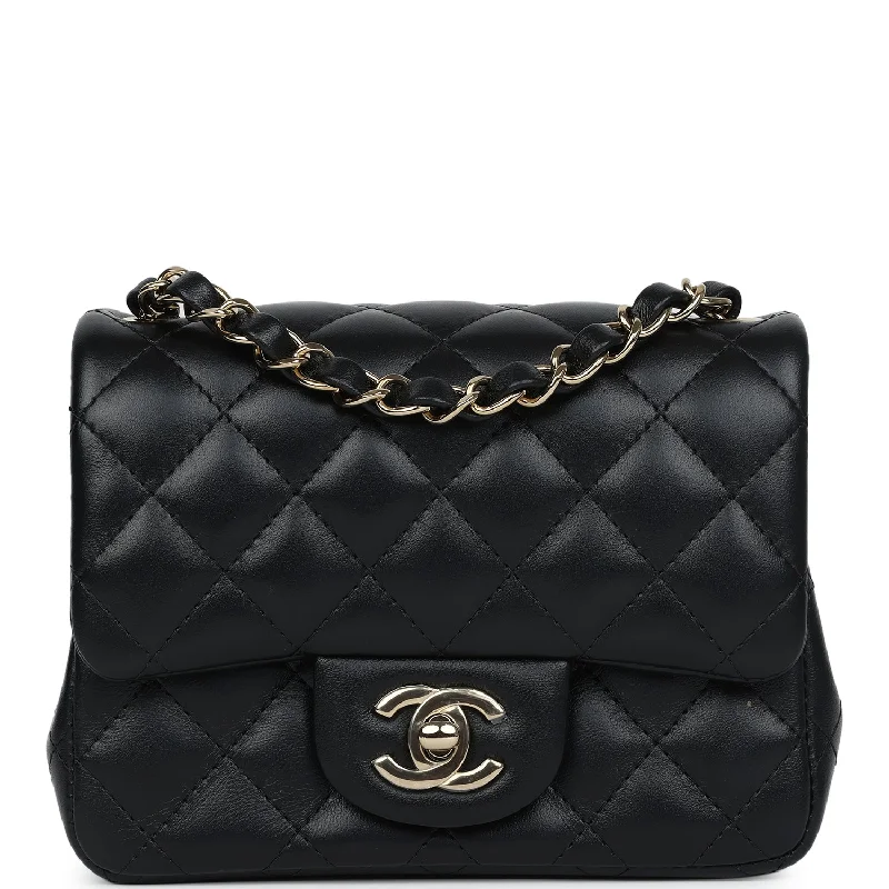 Chanel Limited Edition Handbag for CollectorsChanel Mini Classic Square Flap Bag Black Lambskin Light Gold Hardware