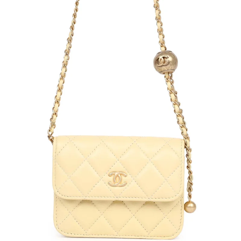 Chanel Medium Tote Bag for Office LadiesChanel Mini Pearl Crush Belt Bag Light Yellow Lambskin Aged Gold Hardware