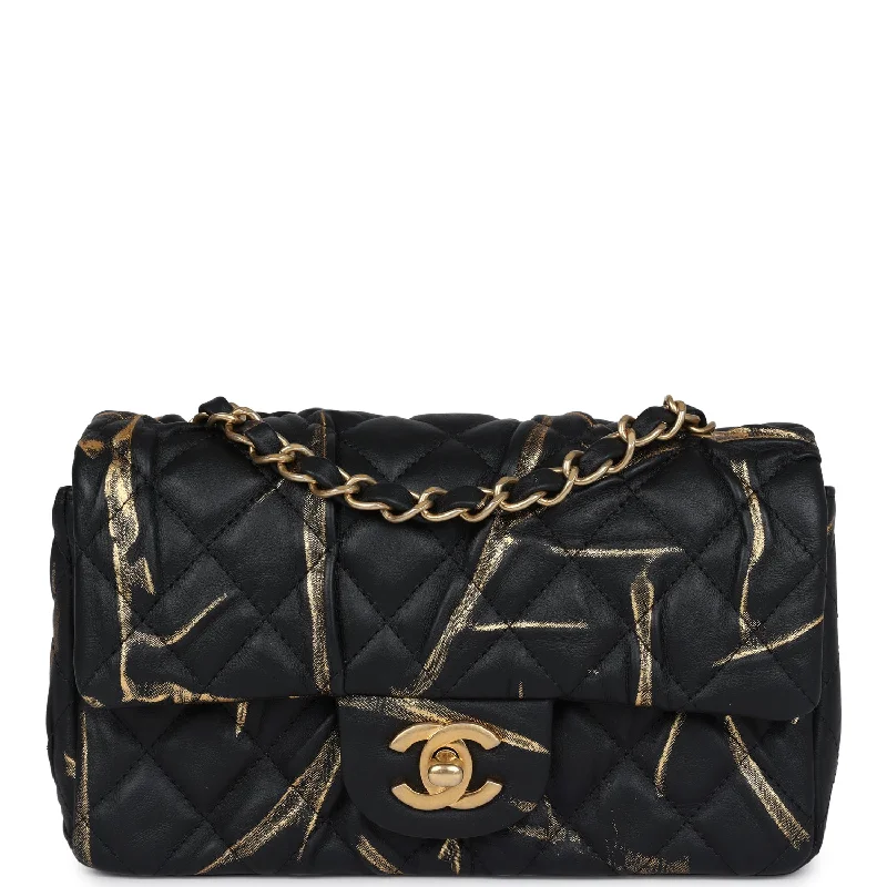 Chanel Limited Edition Handbag for CollectorsChanel Mini Rectangular Flap Black and Gold Aged Calfskin Antique Gold Hardware