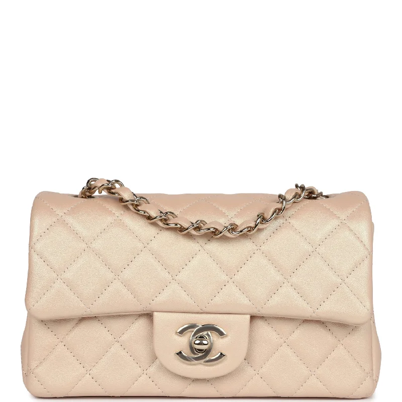 Chanel Luxury Handbag for High - End EventsChanel Mini Rectangular Flap Bag Iridescent Beige Lambskin Light Gold Hardware