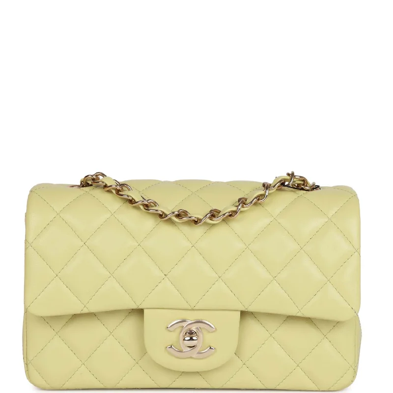 Chanel Colorful Handbag for Spring OutfitsChanel Mini Rectangular Flap Bag Light Green Lambskin Light Gold Hardware