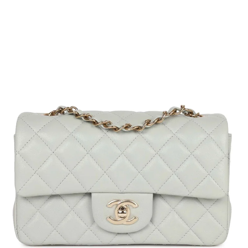 Chanel Small Crossbody Bag for TravelChanel Mini Rectangular Flap Bag Light Grey Lambskin Light Gold Hardware