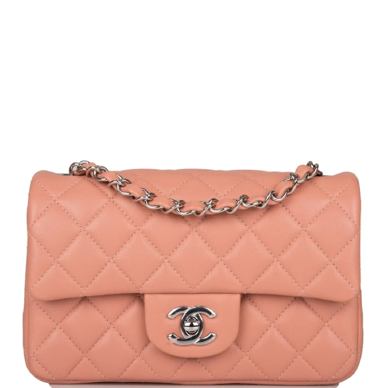 Chanel Luxury Handbag for High - End EventsChanel Mini Rectangular Flap Bag Rose Lambskin Silver Hardware