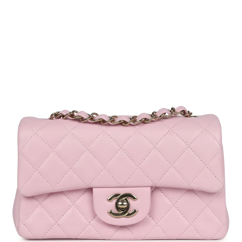 Chanel Chain Strap Handbag for Everyday UseChanel Mini Rectangular Flap Light Pink Lambskin Light Gold Hardware