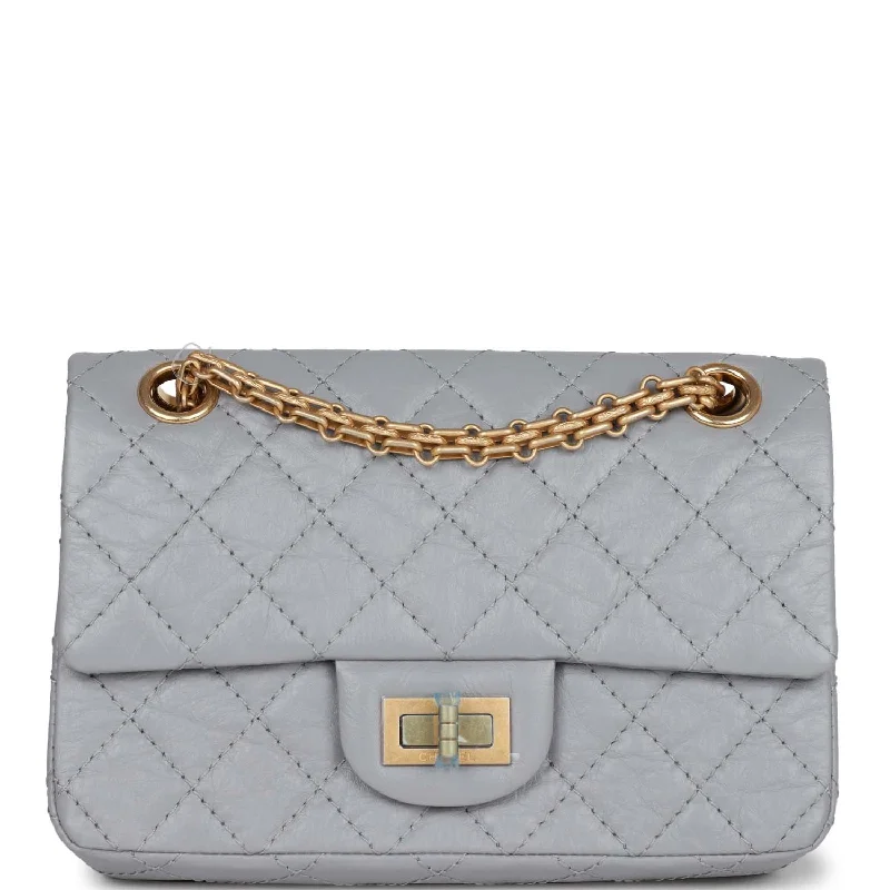 Chanel Handbag with Adjustable Strap for ComfortChanel Mini Reissue 224 2.55 Flap Grey Aged Calfskin Antique Gold Hardware