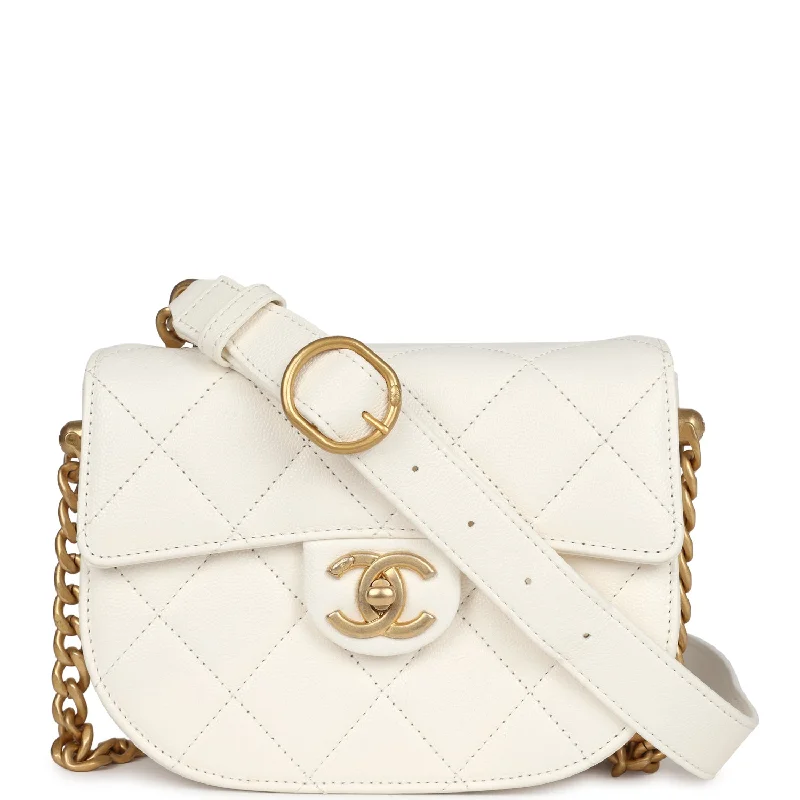 Chanel New Arrival Handbag with Gold HardwareChanel Mini Round Messenger Flap Bag White Caviar Antique Gold Hardware