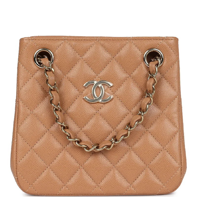 Chanel Lightweight Handbag for Daily ErrandsChanel Mini Shopping Tote Caramel Caviar Light Gold Hardware