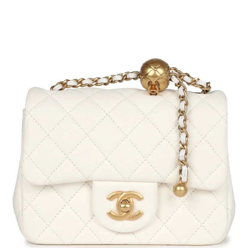 Chanel Classic Flap Bag for Evening PartyChanel Mini Square Pearl Crush Flap Bag White Lambskin Antique Gold Hardware