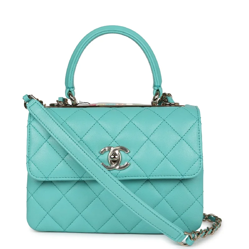 Chanel Chain Strap Handbag for Everyday UseChanel Mini Trendy CC Flap Bag Turquoise Lambskin Light Gold Hardware