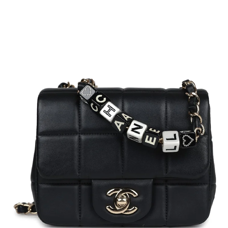 Chanel Medium Tote Bag for Office LadiesPre-owned Chanel Monaco Mini Square Flap Bag Black Lambskin Light Gold Hardware