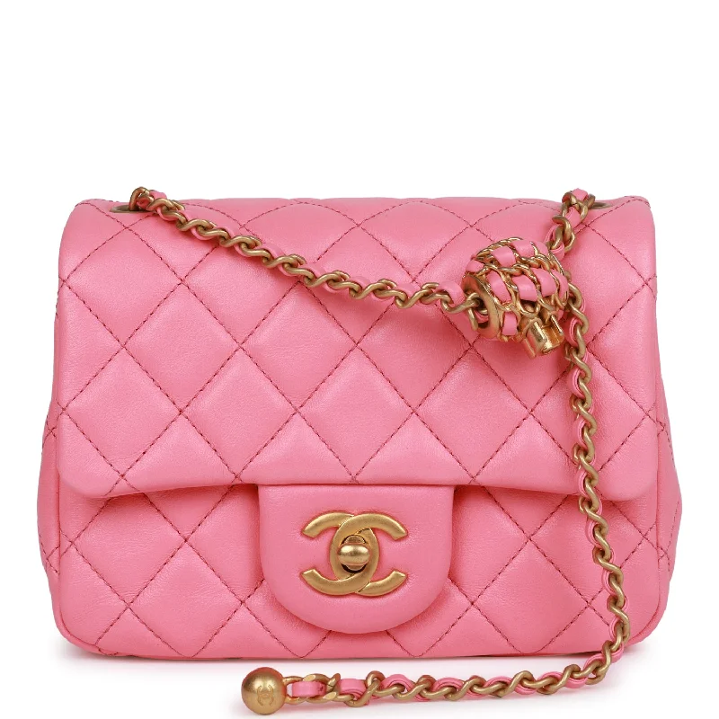 Chanel Vintage Inspired Handbag for Retro LoversChanel Pearl Crush Mini Square Flap Bag Pink Lambskin Antique Gold Hardware