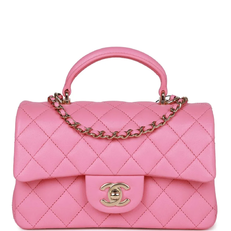 Chanel Chain Strap Handbag for Everyday UseChanel Rectangular Mini Flap Bag with Top Handle Pink Lambskin Light Gold Hardware