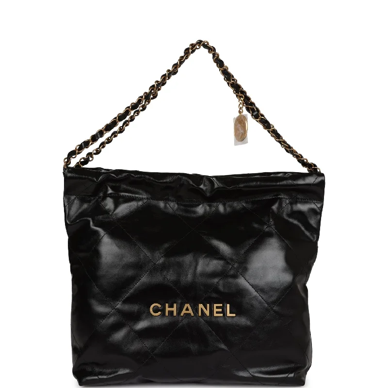 Chanel Vintage Inspired Handbag for Retro LoversChanel Small 22 Bag Black Shiny Crumpled Calfskin Gold Hardware