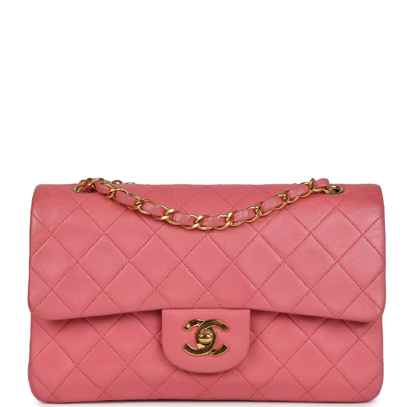 Chanel Luxury Handbag for High - End EventsVintage Chanel Small Classic Double Flap Bag Dark Pink Lambskin Gold Hardware